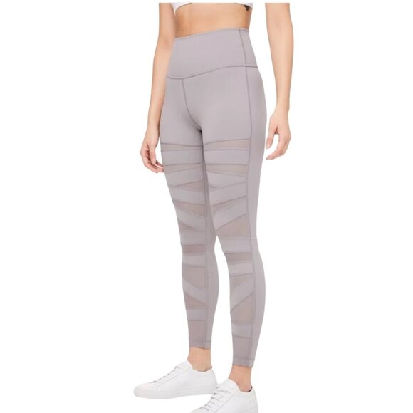 Lululemon Wunder Under Pant High-Rise Tech Mesh 28" Leggings Sz 8 in Dark Chrome - Picture 7 of 13